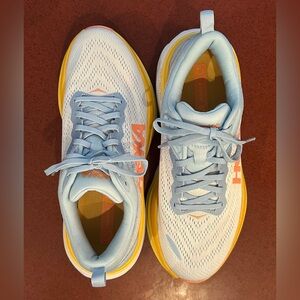 HOKA One One Bondi 8 Walking Running Blue and Orange (Standard Fit)